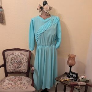 Chic Long Sleeve Aqua Dress